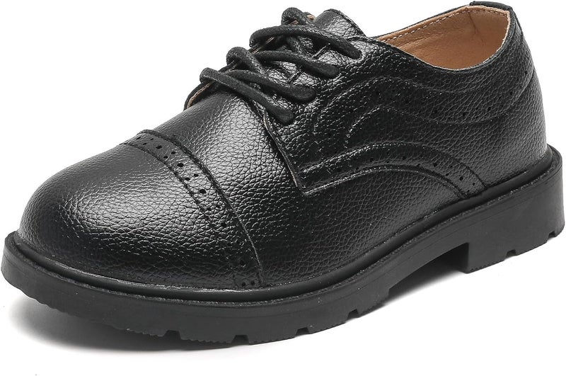DADAWEN Boys Girls Classic Lace-Up Dress Shoes Oxford Shoes Wedding Church School Uniform Shoes (Toddler/Little Kid/Big Kid) - Image 1